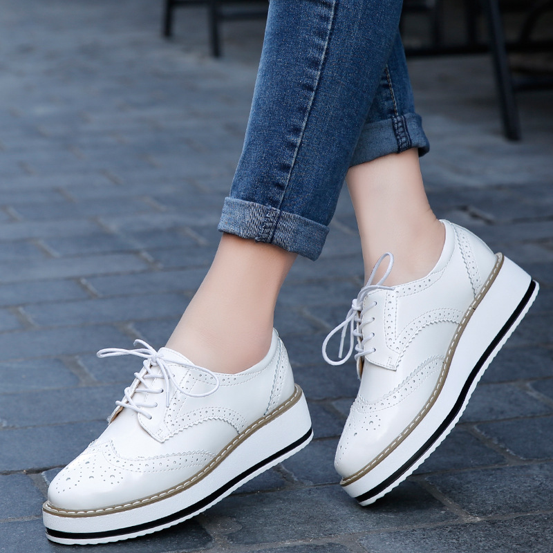 Formal Dress - Women Loafers Shoes Leather Thick Heels