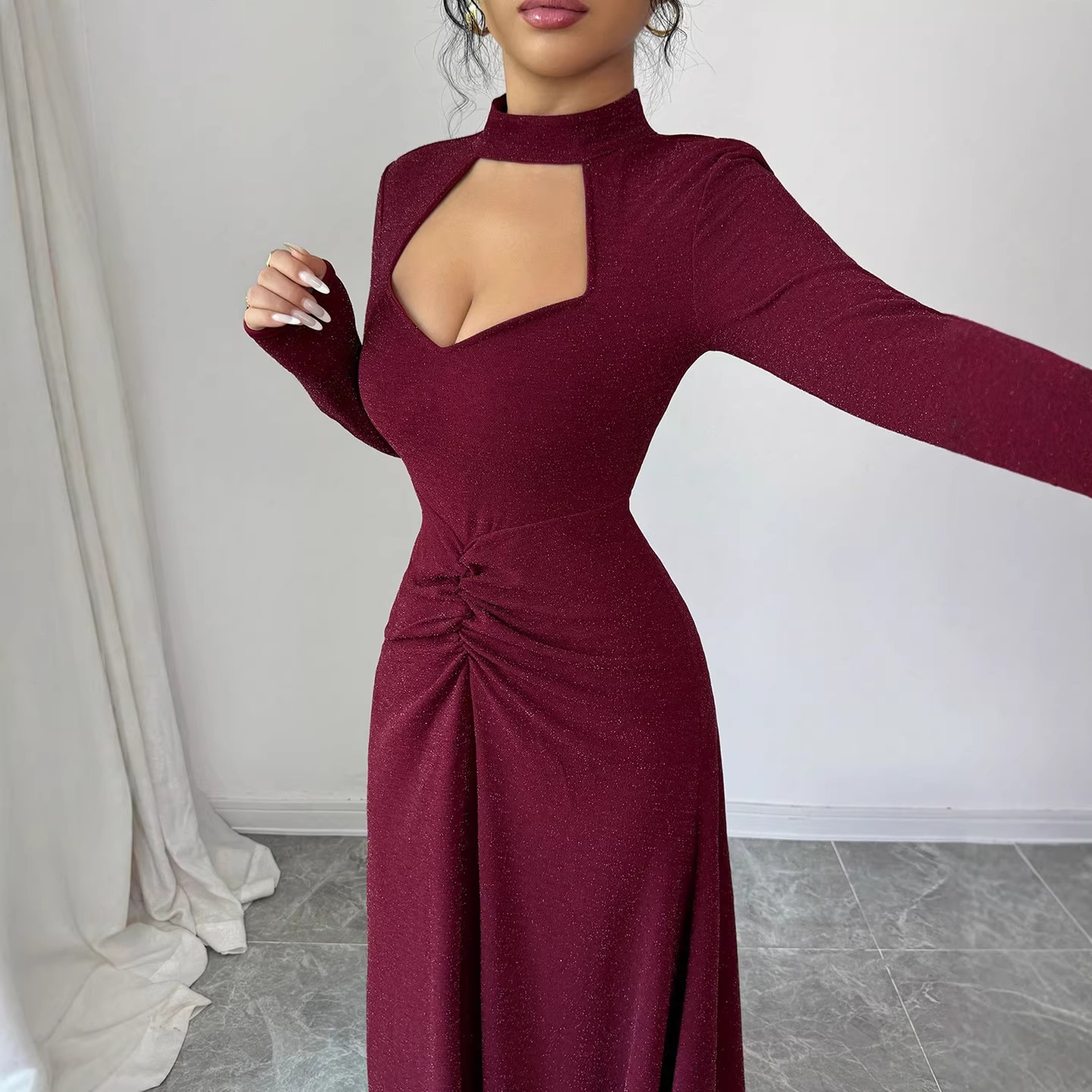 20256 Spring Sexy Fitted Midi  - Midi Dress ulasan dan harga