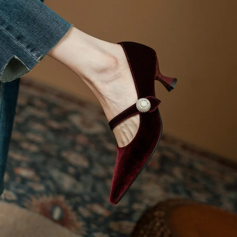 Wine Red Pointed Toe Mary Jane - Womens Heels ulasan dan harga