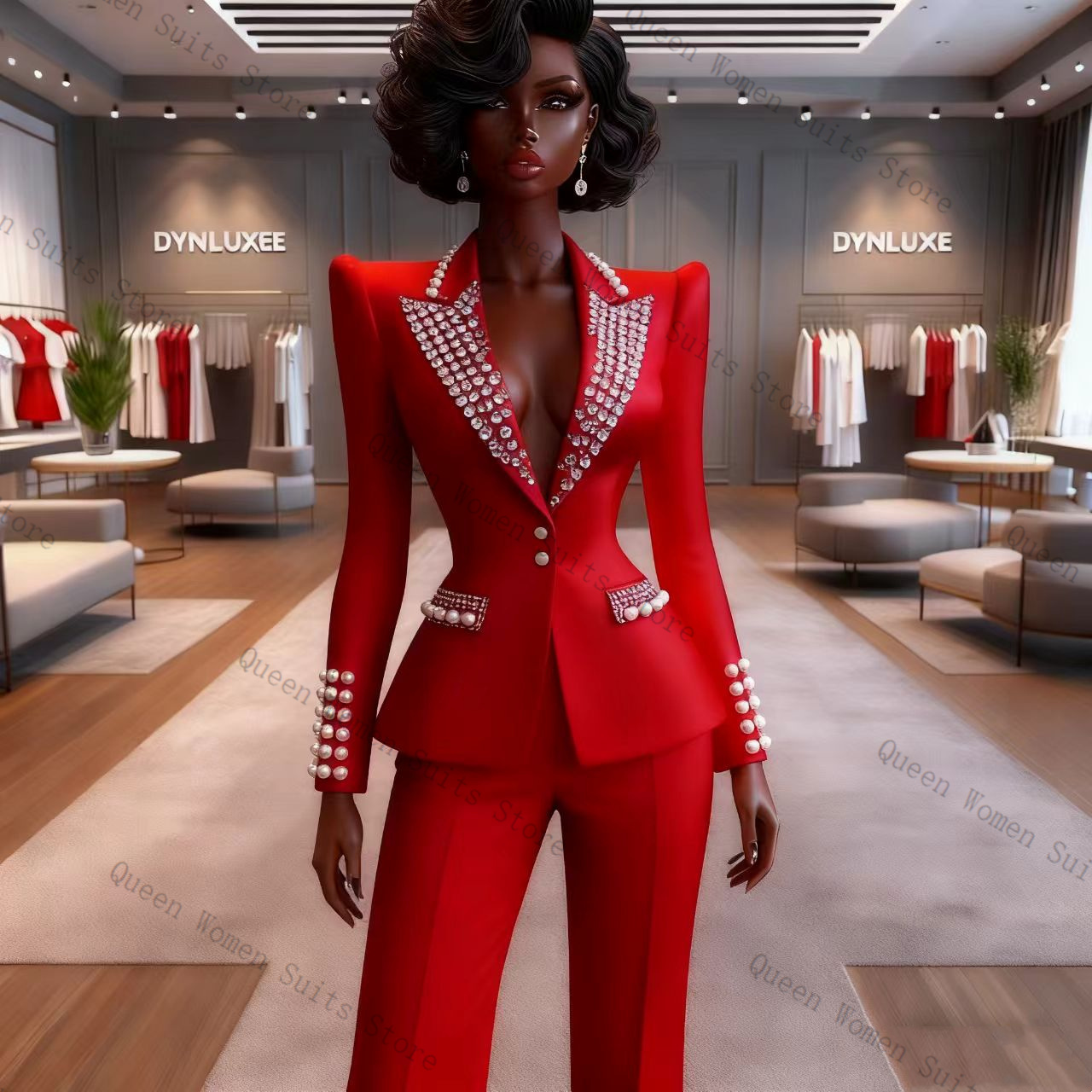 Pearls Red Women Suit Pants Se - Women'S Red Formal Wear ulasan dan harga
