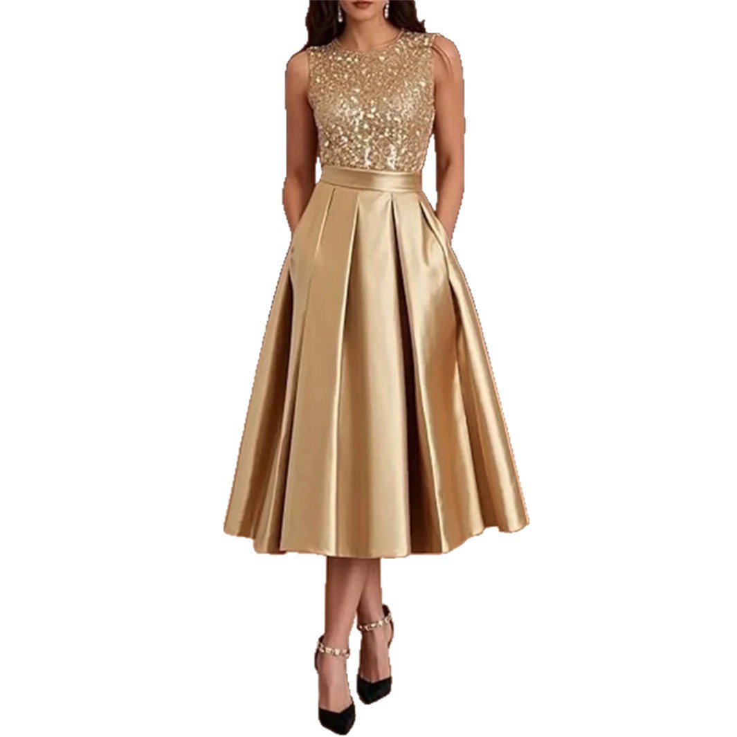 Burgundy Sequin Satin Midi Dre - Midi Dress ulasan dan harga