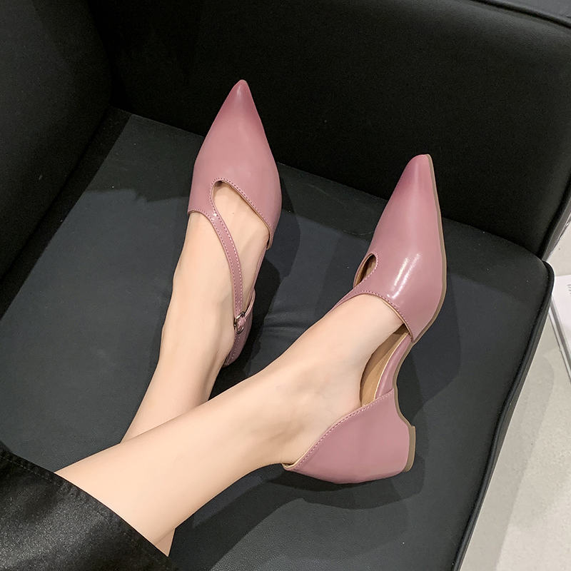 French Pointed Toe Sandals Wom - Pump Heel Block ulasan dan harga
