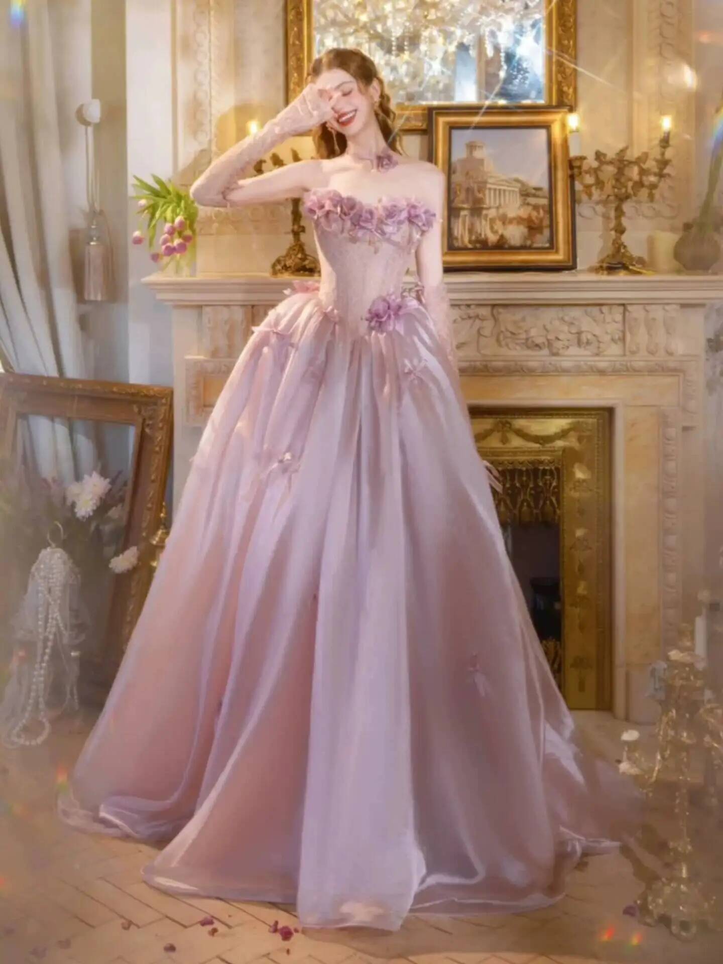 Vintage Dusty Pink Princess Ba - Formal Dress ulasan dan harga