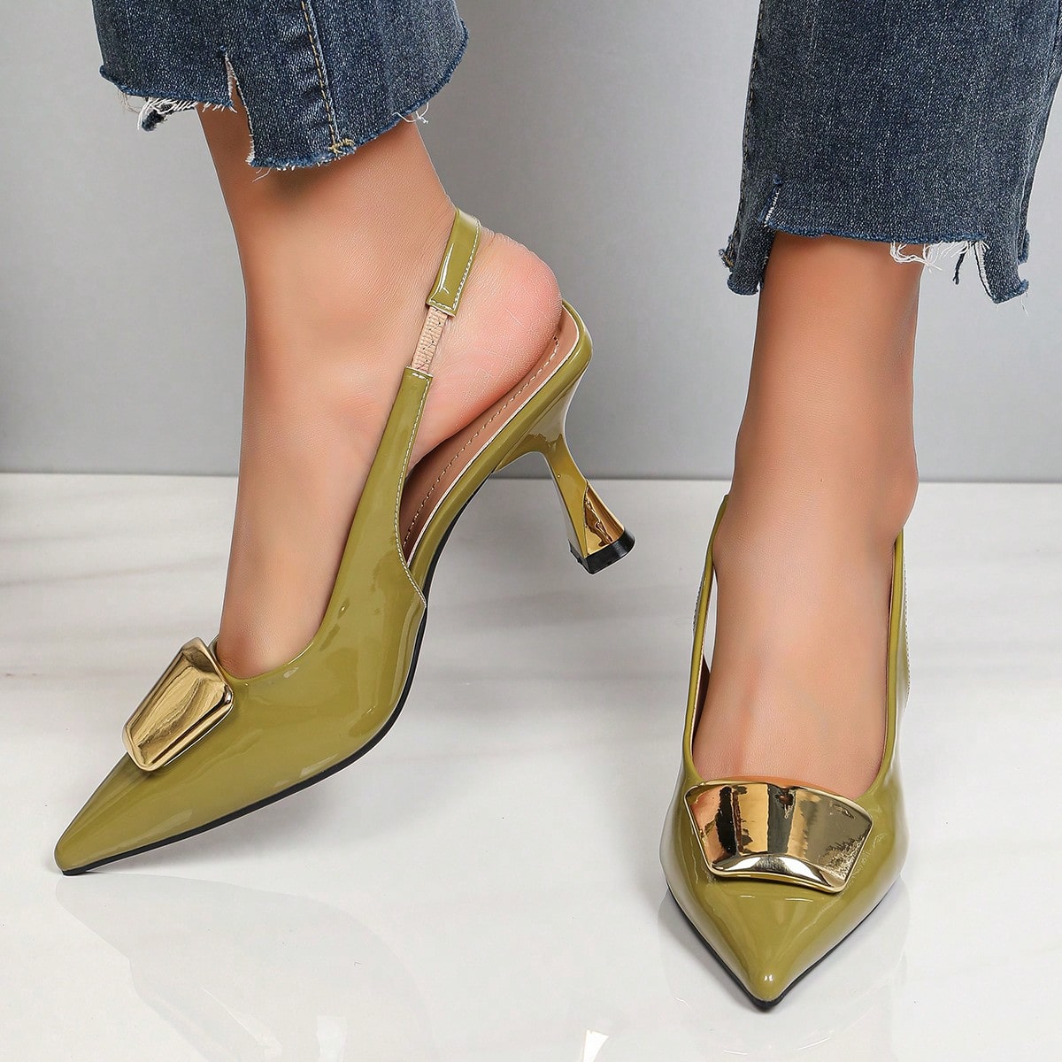 Elegant Women Closed Pointed-T - Formal Dress ulasan dan harga