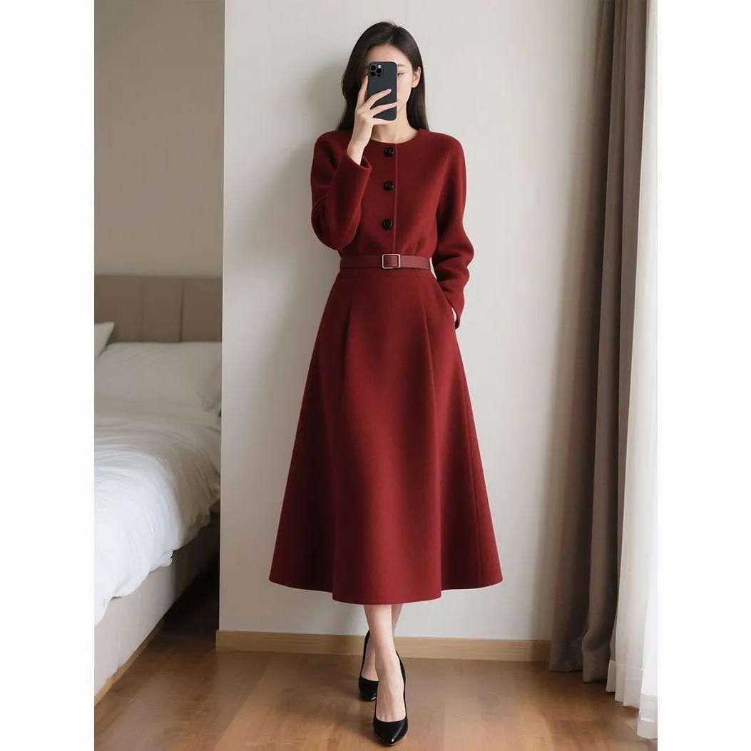 Red Retro High-end Feeling Wai - Women'S Red Formal Wear ulasan dan harga