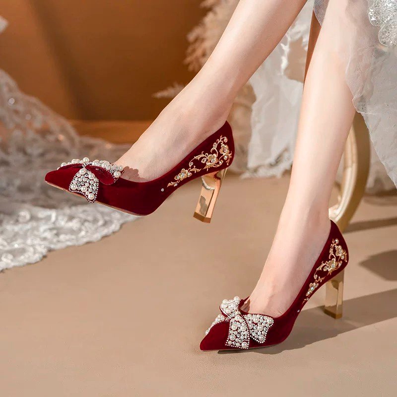 Embroidered Block Heel Single  - Pump Heel Block ulasan dan harga