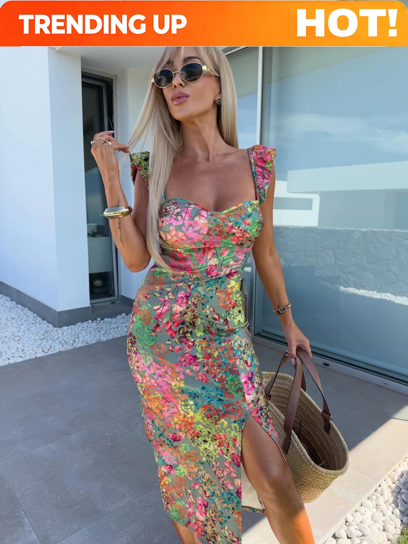 Elegant Boho Printed Dress For - Midi Dress ulasan dan harga