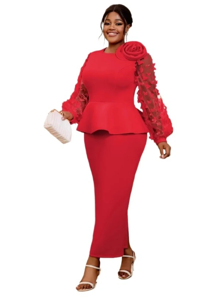 2025 Plus Size African Dresses - Women'S Red Formal Wear ulasan dan harga