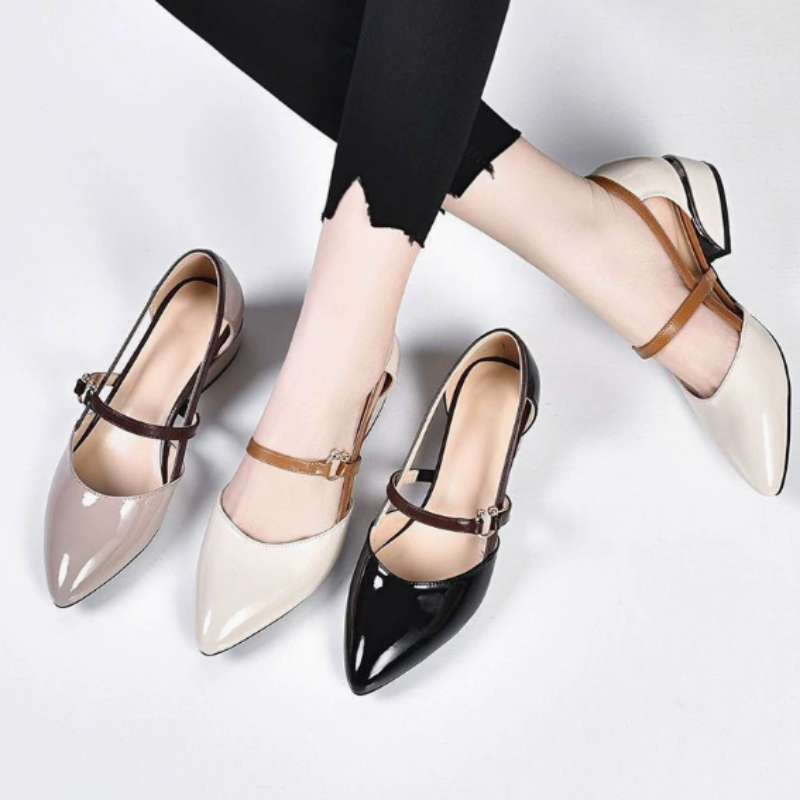 Women Two Tone Slingback Shoes - Pump Heel Block ulasan dan harga